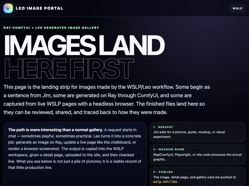 The Leo Image Portal and its introduction to generated artwork.